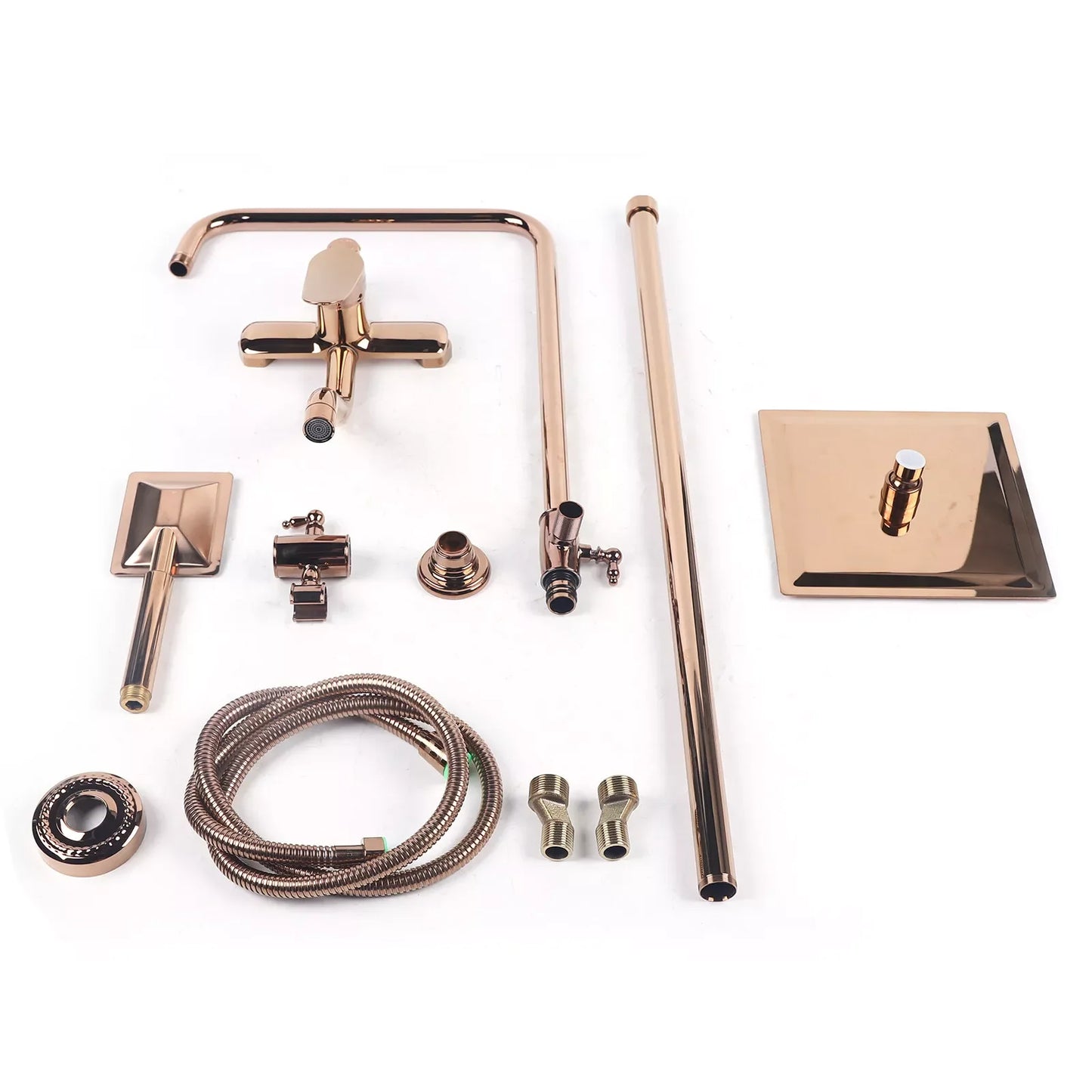 Luxury Shower Faucet Rainfall Shower Head Combo Set Wall Mounted Mixer Valve Bathroom Shower Combo System with overhead shower