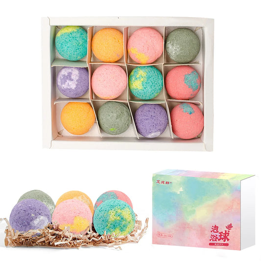 12Pcs Bubble Bath Bomb Set – Stress Relief, Exfoliating, Moisturizing & Aromatherapy