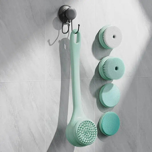 Long Handle Electric Brushes for Shower Bath and Body Cleaning & Massage Silicone Scrubber Back Brushes IPX7 Waterproof