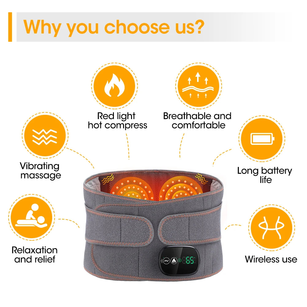 Heating Waist Belt Vibration Massager Pad Electric Temperature Massage Machine Support Brace For Female Men Muscle Relax Devices