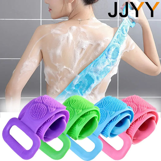 JJYY New Silicone Bath Towel Massage Bath Brush Long Strip of Back Rubbing Ash Rubbing Bath with Rubbing Bath Towel