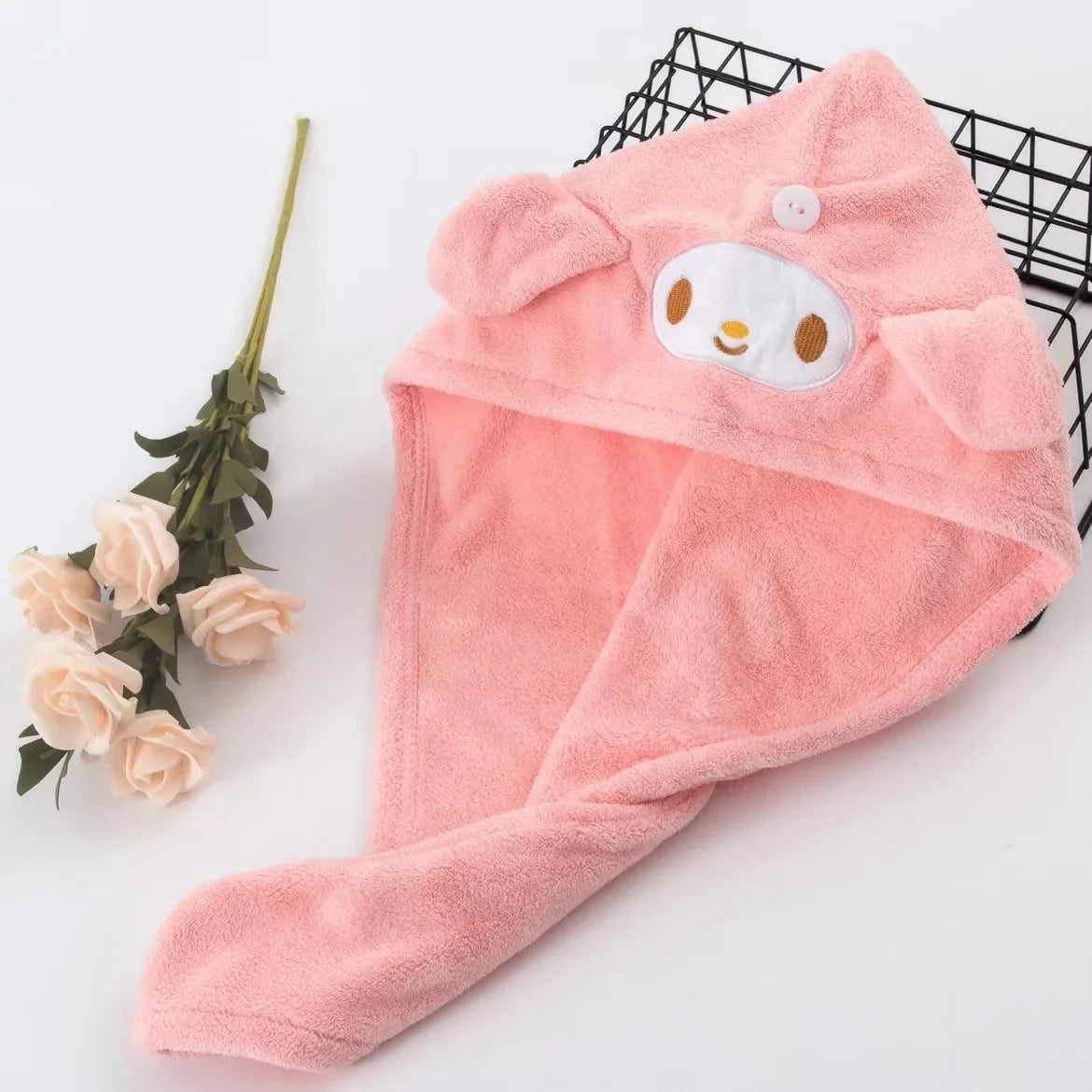 Cute Women Hair Drying Hat Quick-dry Microfiber Hair Towel Cap Hat Bath Hat Solid Towel Cap Super Absorption Hair Dry Cap
