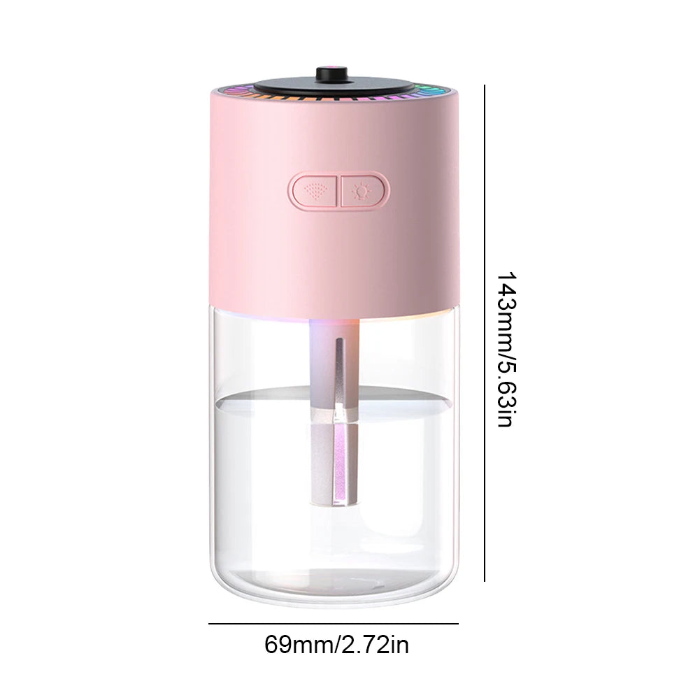Car Air Humidifier with RGB LED Light 280ML Essential Oil Diffuser Rechargeable Mini Aromatherapy Machine for Bedroom and Travel
